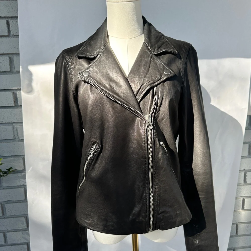 Madewell Black Washed Genuine Leather Jacket - Picture 7 of 16